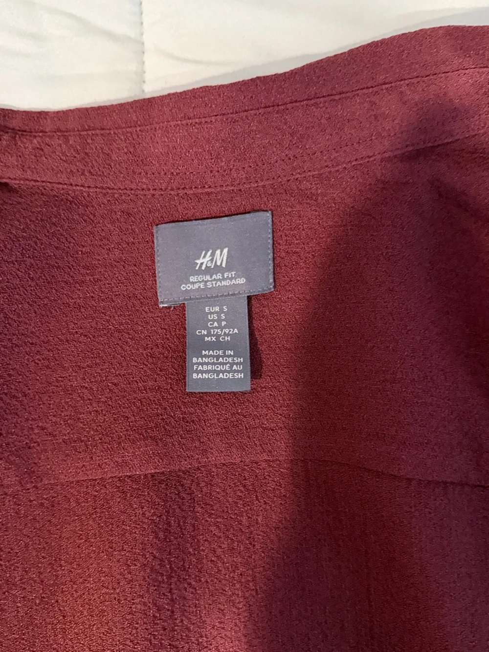 H&M Men's Deep Wine Button-Down Shirt